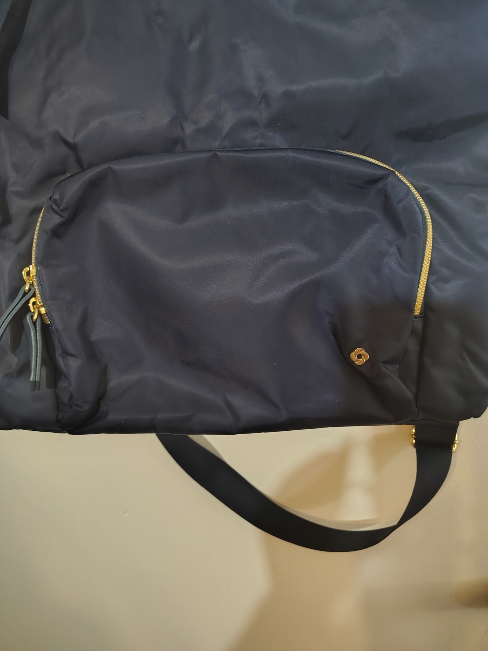 Samsonite Navy Convertible Backpack Tote with Gold Hardware 5 Ways to wear - Picture 7 of 9